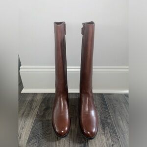 NEW!!  Cole Haan Brown Leather/Tonal Back Equestrian Idah Tall Boots